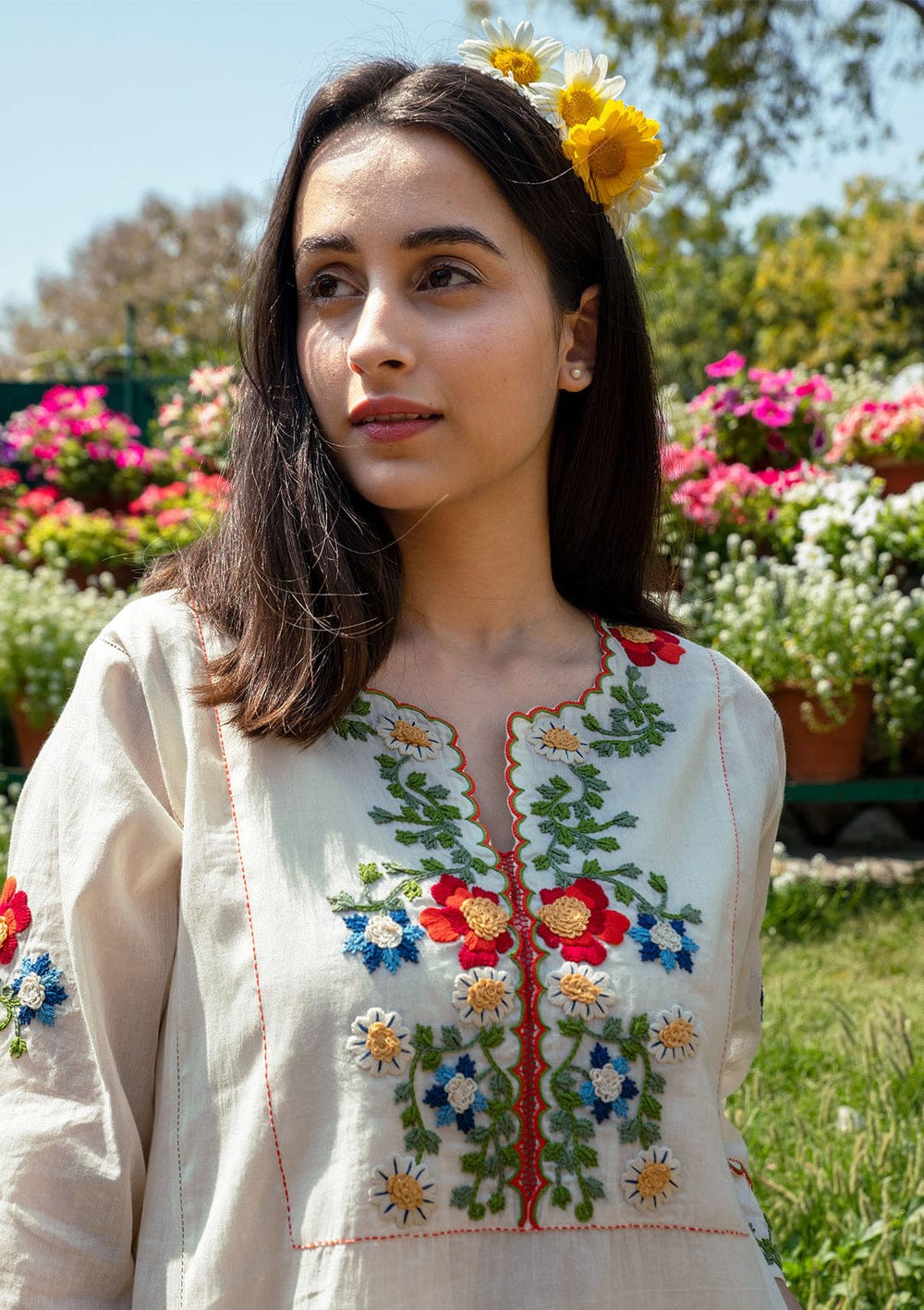 Keshav Hand Embroidery Work Cotton Kurti With Bottom Wholesale Price In Surat
